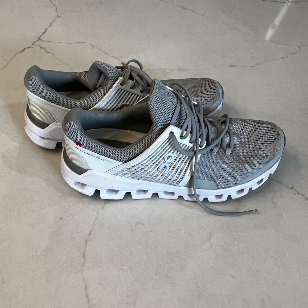 On tennis shoes 9
